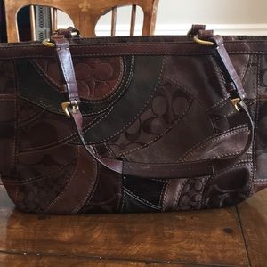 Authentic Brown Patchwork Coach Handbag